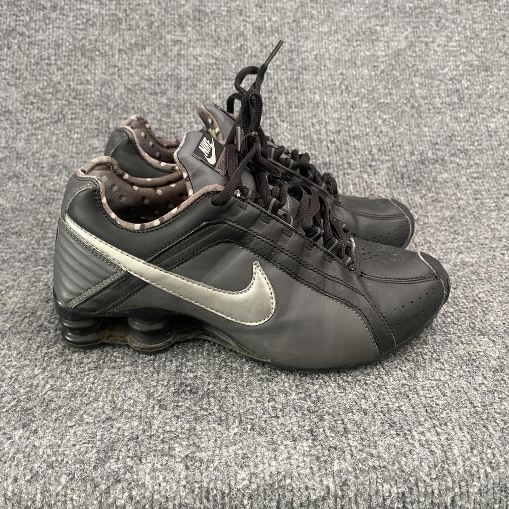 Nike Shox Junior Women's Sz 6 Running Sneakers Black Metallic Silver 454339-020